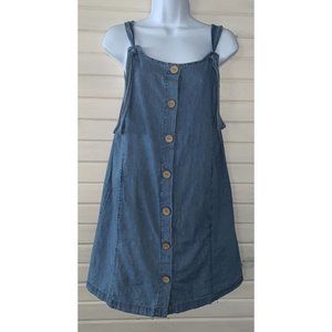 Haute Monde Sz SMALL A-Line Denim Sleeveless Dress w/ Pockets Adj Straps EUC